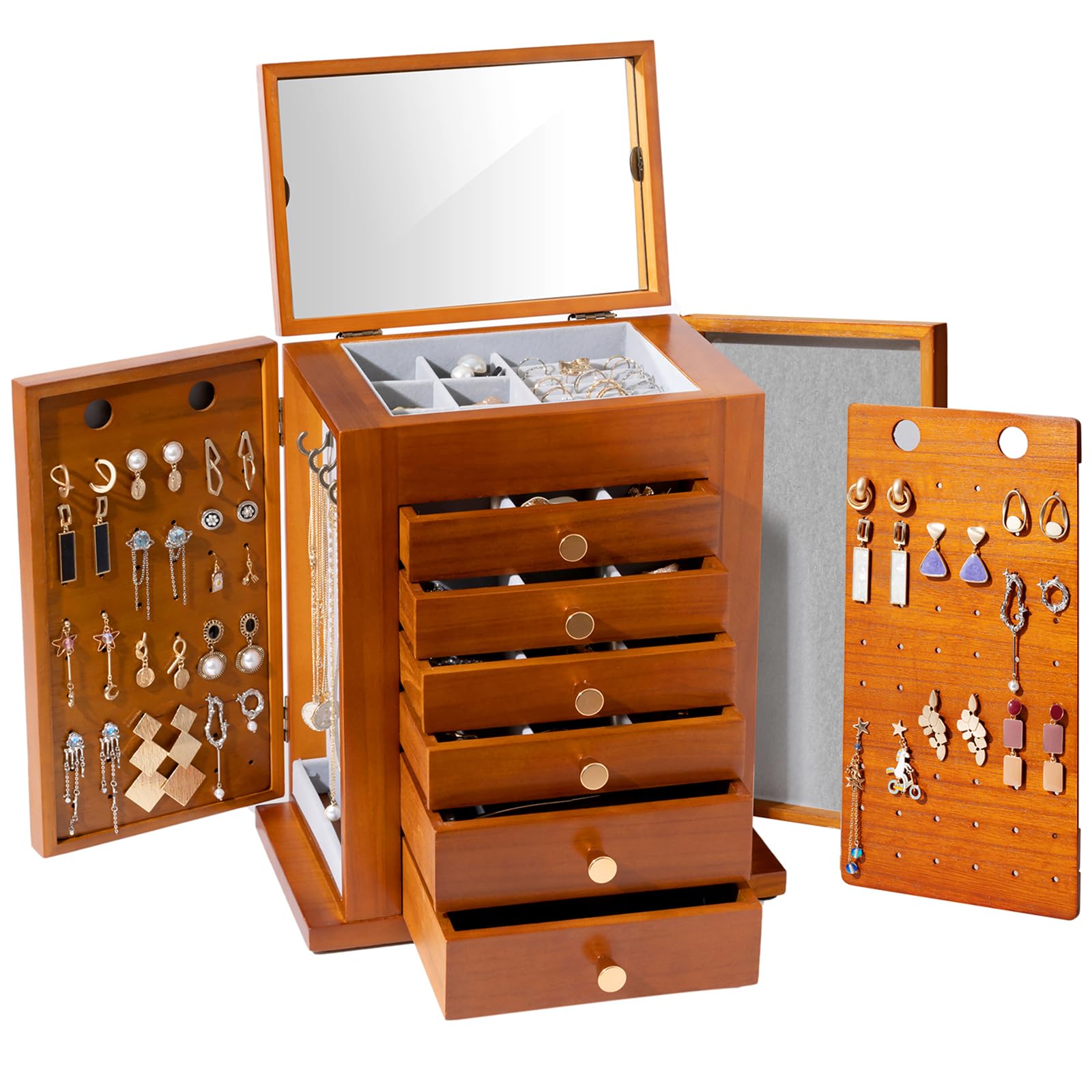 (KJC04-15)RAIKI Jewelry Box付 3段チェスト 展示品 Amazon.com: ProCase Large Jewelry Box, 7-Layer Wooden Jewelry